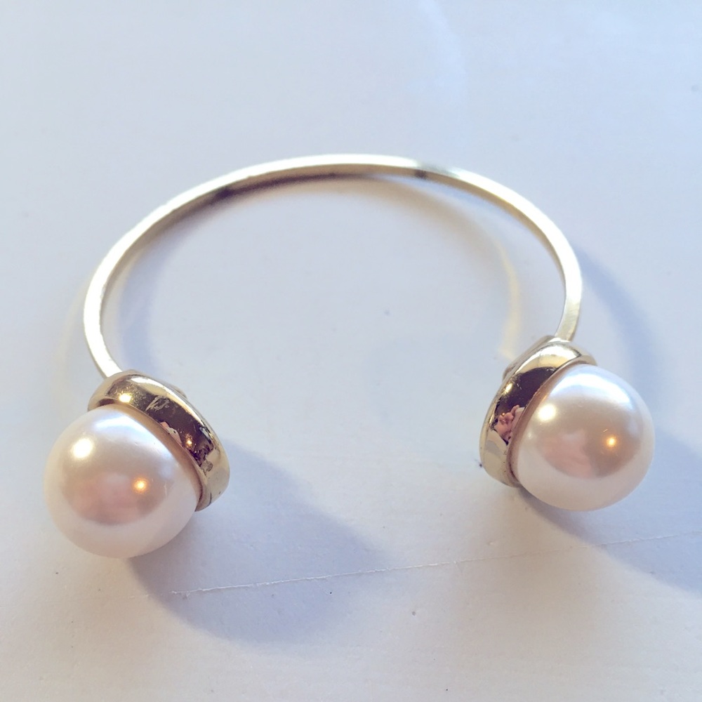 Two Pearl Bangle Bracelet